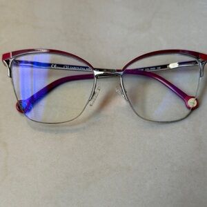 Carolina Herrera Red and Silver Women's Glasses